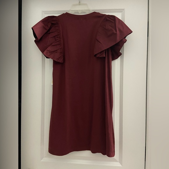 Maroon Ruffle-Sleeve Dress - Picture 2 of 2